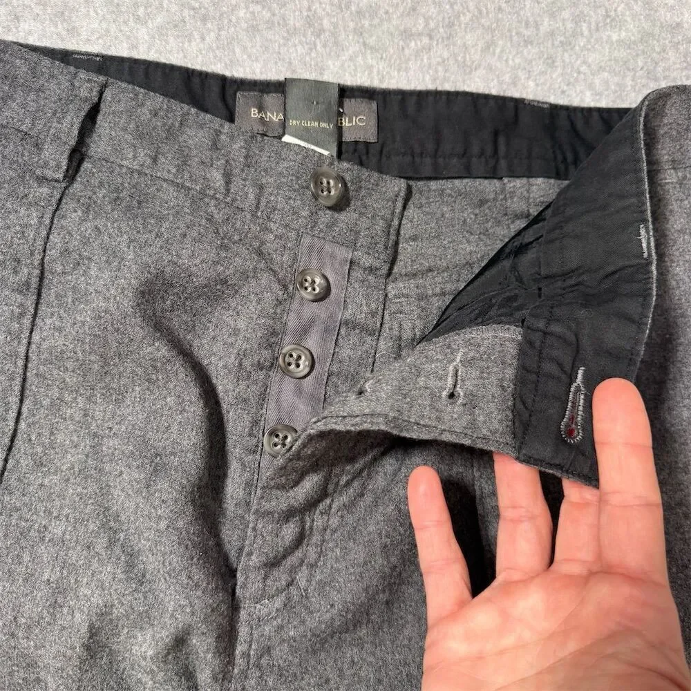 Banana Republic Vintage Men's Gray Wool Dress Pants Size 35 Classic Fit